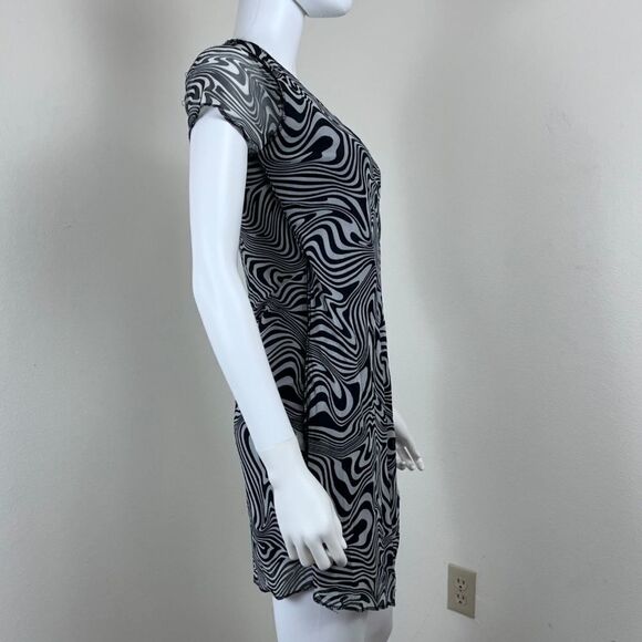 Caution To The Wind Women Size S Black Faux Wrap Mini NEW Dress Pullover Retro - Picture 6 of 13